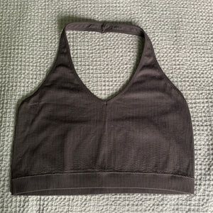 Garage purple halter crop top ribbed